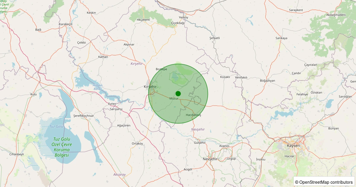 28 Kasım 2025 saat 14:37 - Mucur - Yenice - 1.10ml depreminin harita gösterimi