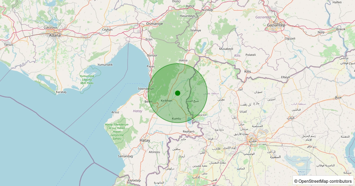 28 Kasım 2025 saat 14:57 - Kırıkhan - Saylak Köyü - 2.00ml depreminin harita gösterimi