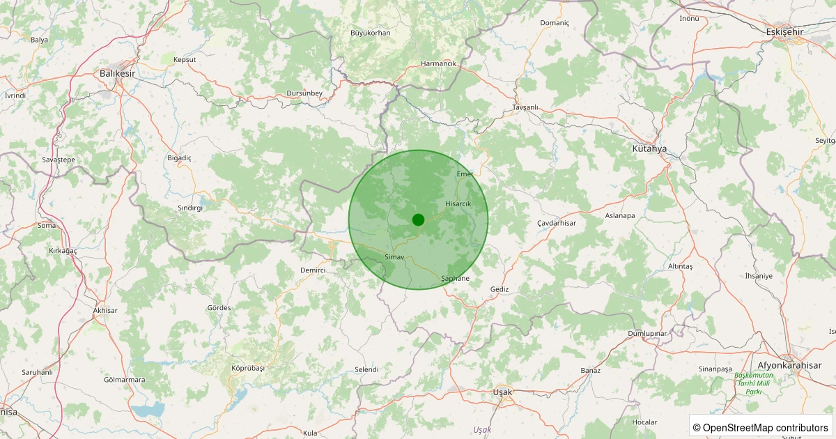 28 Kasım 2025 saat 15:45 - Hisarcık - Karaağıl Köyü - 1.70ml depreminin harita gösterimi