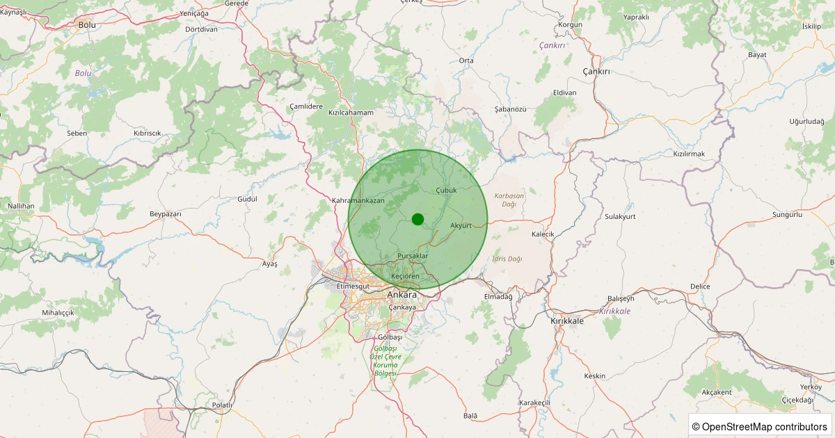 28 Kasım 2025 saat 16:23 - Çubuk - Kızılca - 1.60ml depreminin harita gösterimi
