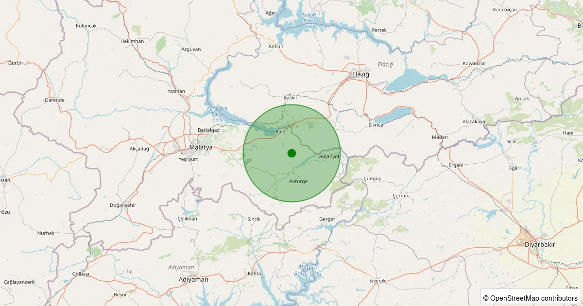 12 Ekim 2025 saat 13:07 - Kale - Uyanık Köyü - 1.60ml depreminin harita gösterimi