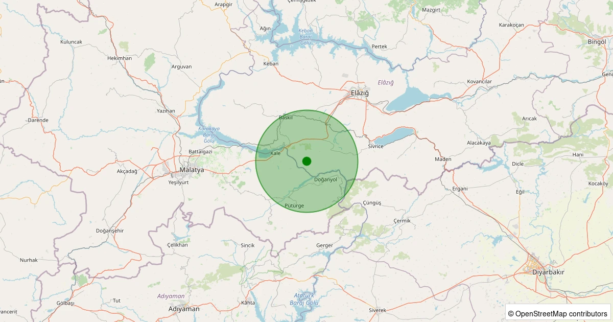 29 Kasım 2025 saat 03:29 - Sivrice - Gelindere Köyü - 1.50ml depreminin harita gösterimi
