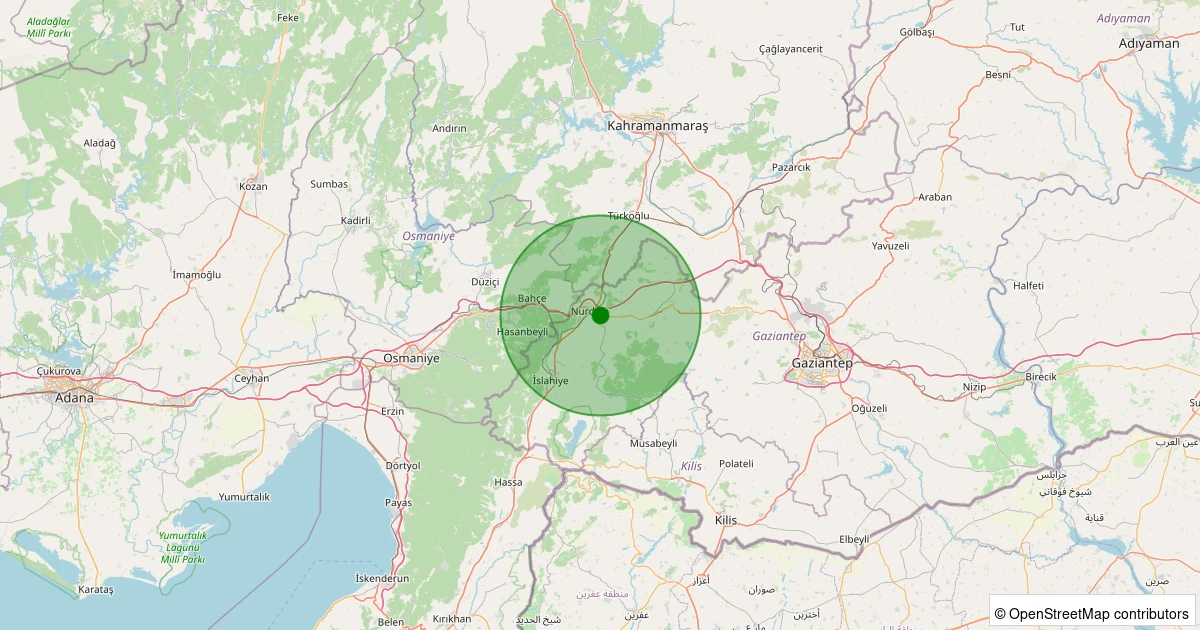 29 Kasım 2025 saat 04:06 - Nurdağı - Kömürler - 1.40ml depreminin harita gösterimi