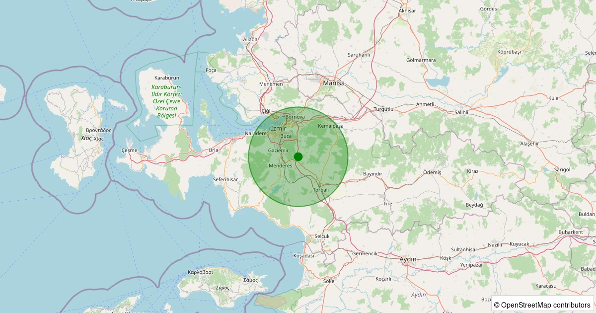 29 Kasım 2025 saat 05:19 - Buca - Karacaağaç Köyü - 1.90ml depreminin harita gösterimi