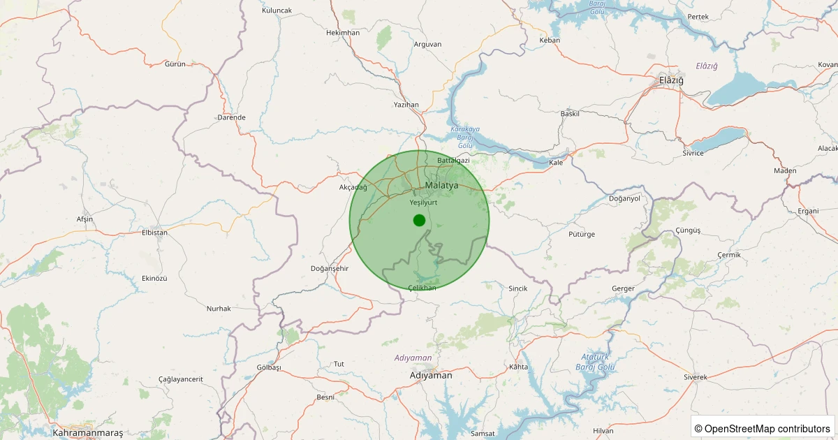 29 Kasım 2025 saat 05:21 - Yeşilyurt - Kadiruşağı - 1.30ml depreminin harita gösterimi