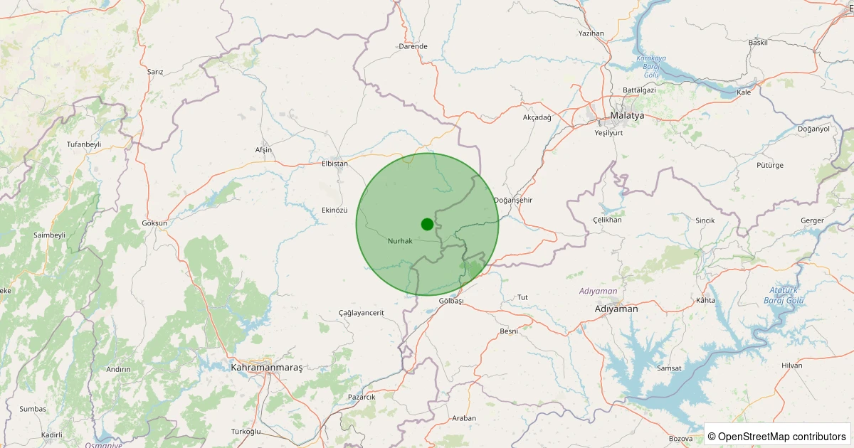 29 Kasım 2025 saat 07:44 - Elbistan - Karahasanuşağı Köyü - 2.00ml depreminin harita gösterimi