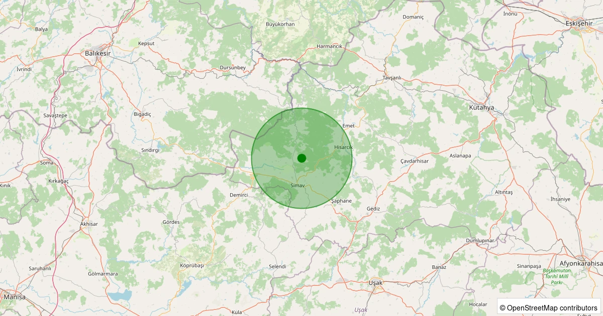 28 Kasım 2025 saat 08:11 - Simav - Eğirler Köyü - 1.40ml depreminin harita gösterimi