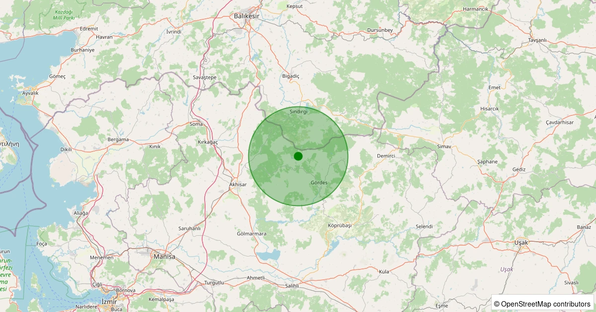 28 Kasım 2025 saat 04:45 - Gördes - Kalemoğlu - 1.10ml depreminin harita gösterimi