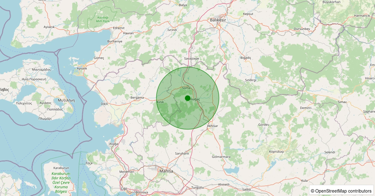 27 Kasım 2025 saat 12:43 - Soma - 1.40ml depreminin harita gösterimi