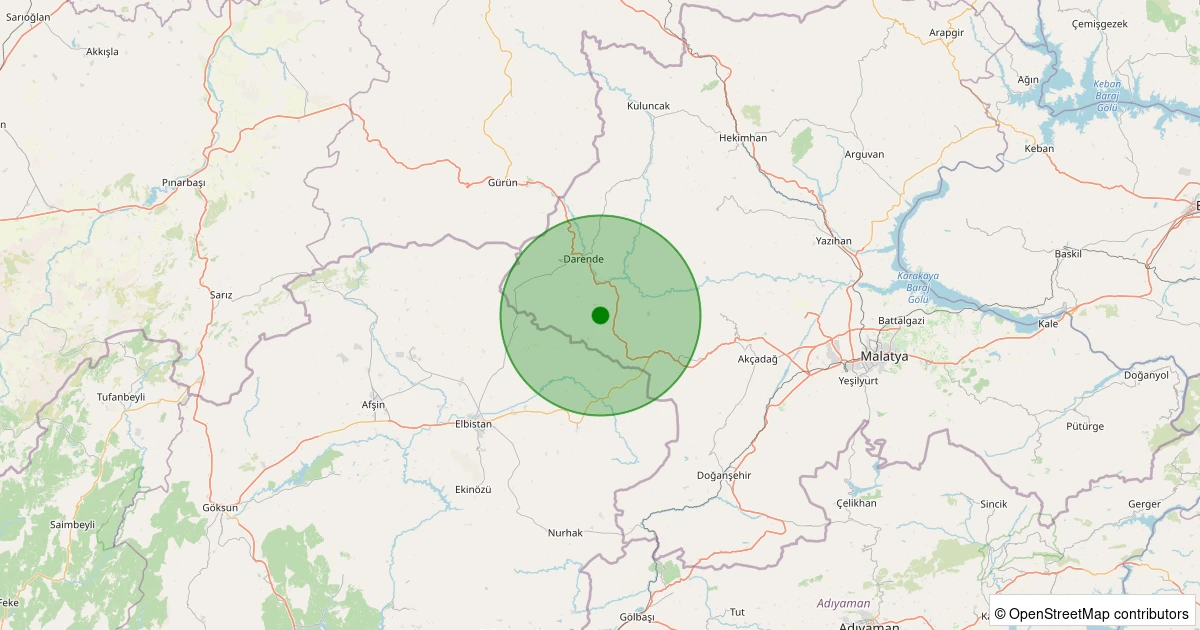 27 Kasım 2025 saat 07:09 - Darende - Yenice - 1.20ml depreminin harita gösterimi