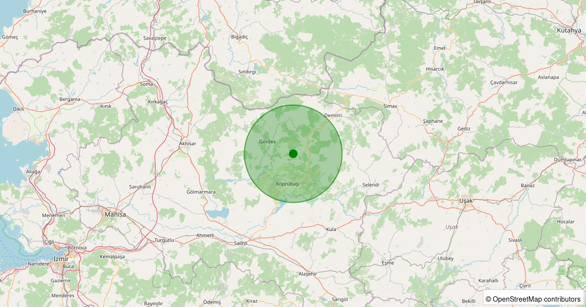 29 Kasım 2025 saat 11:23 - Gördes - K.Karapınar - 1.20ML depreminin harita gösterimi