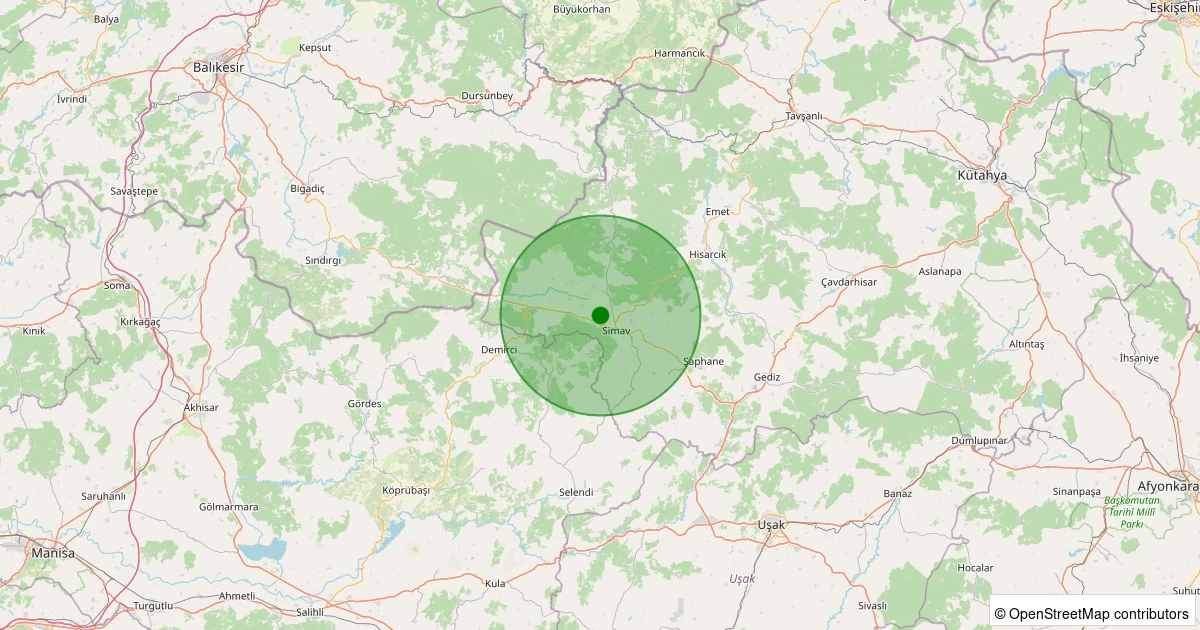 29 Kasım 2025 saat 12:14 - Simav - Çitgöl - 1.00ml depreminin harita gösterimi