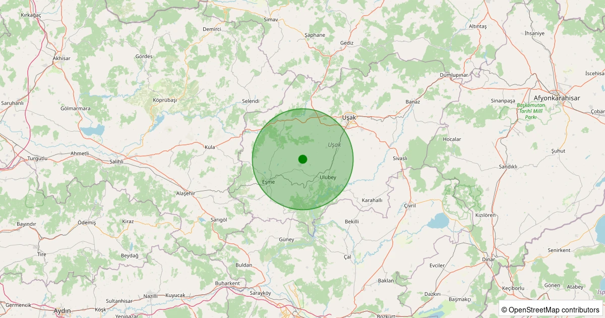 29 Kasım 2025 saat 12:06 - Eşme - Katrancılar Köyü - 1.00ml depreminin harita gösterimi