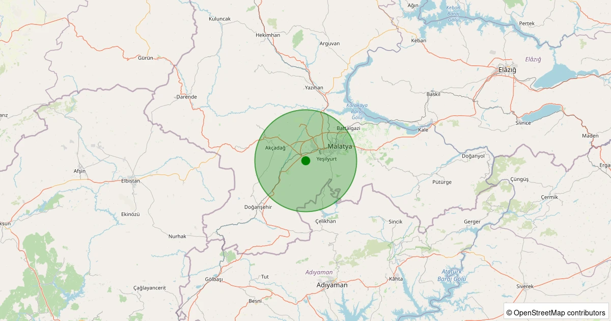 29 Kasım 2025 saat 12:27 - Yeşilyurt - Cafana - 1.80ml depreminin harita gösterimi