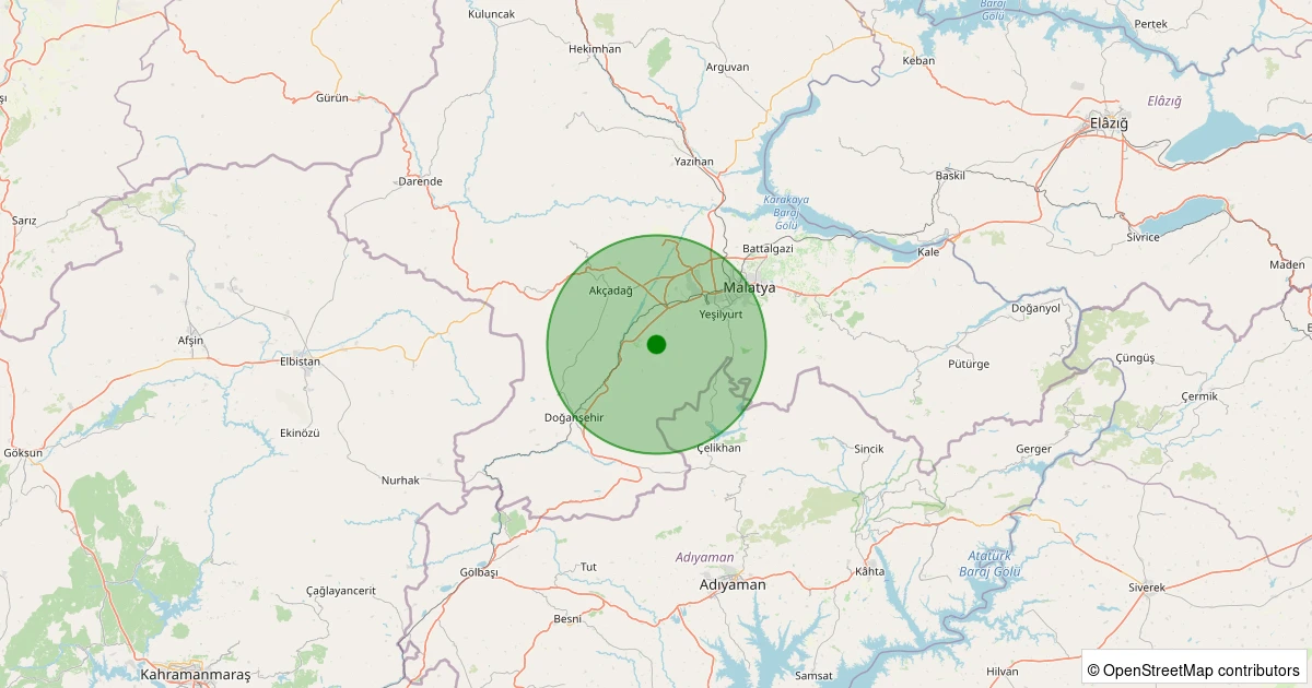 29 Kasım 2025 saat 12:14 - Yeşilyurt - 1.00ml depreminin harita gösterimi