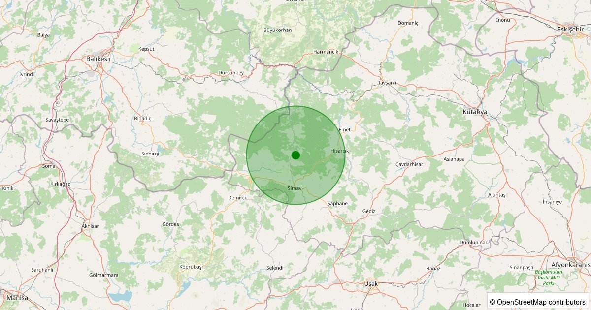 29 Kasım 2025 saat 16:52 - Simav - Eğirler Köyü - 1.40ml depreminin harita gösterimi