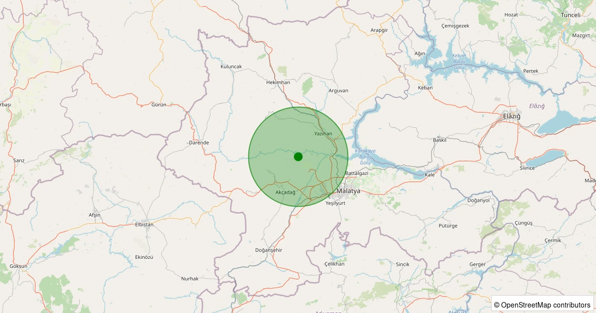 29 Kasım 2025 saat 21:56 - Akçadağ - Ilıcak - 1.60ml depreminin harita gösterimi