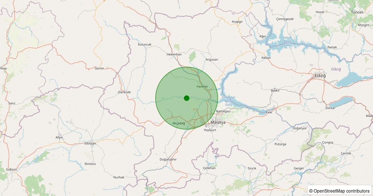 29 Kasım 2025 saat 22:16 - Akçadağ - 1.50ml depreminin harita gösterimi