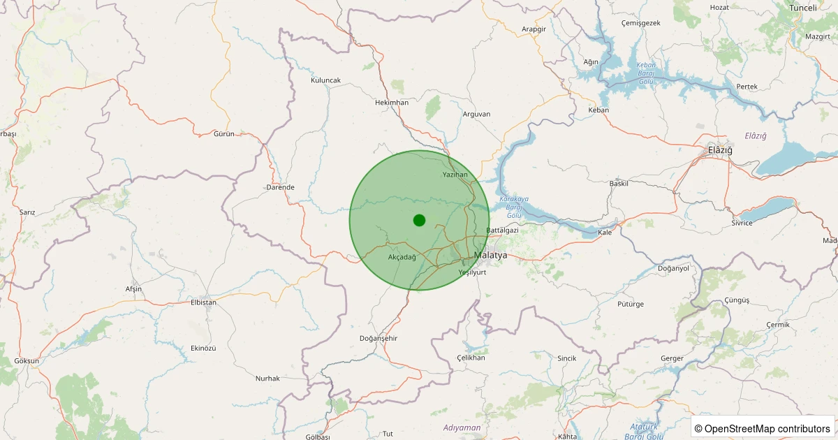 29 Kasım 2025 saat 23:32 - Akçadağ - Yukarıörükçü - 1.40ml depreminin harita gösterimi