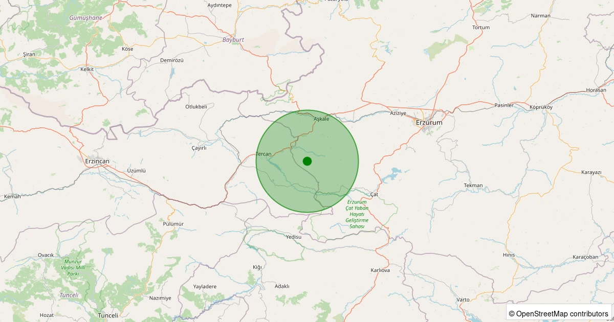 30 Kasım 2025 saat 01:01 - Aşkale - Ovacık - 2.30ml depreminin harita gösterimi