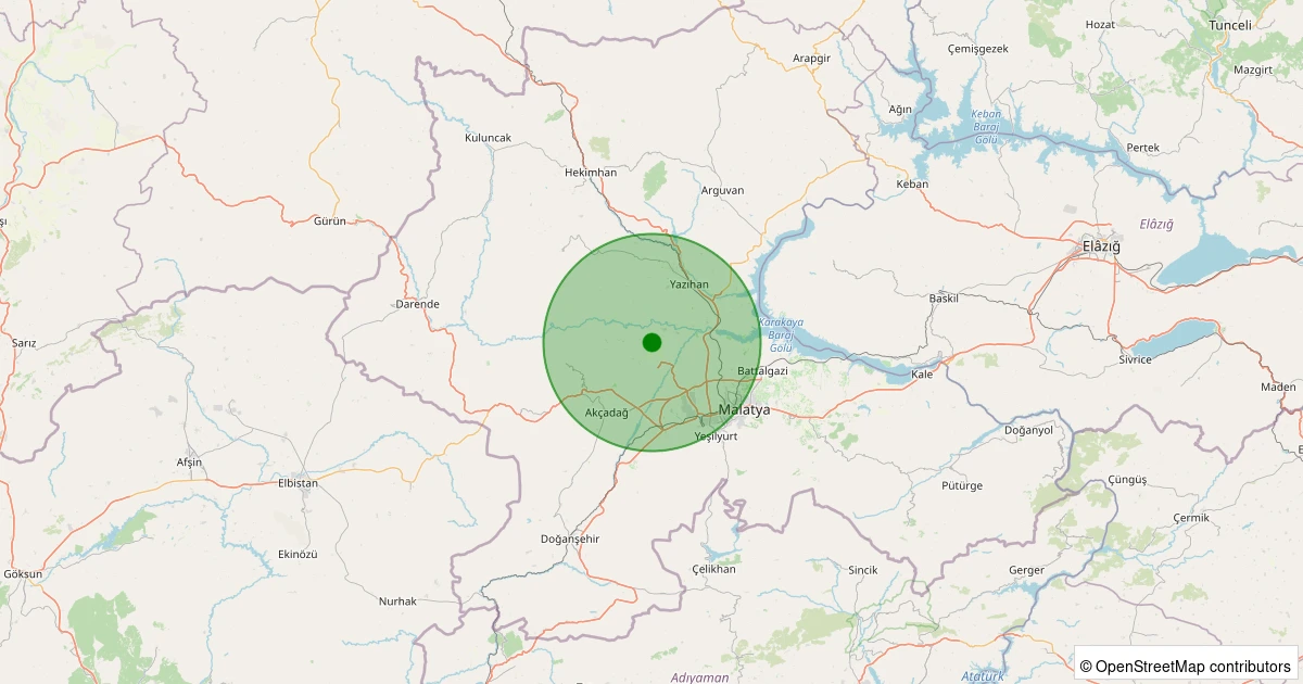 30 Kasım 2025 saat 04:41 - Akçadağ - Ilıcak - 1.50ml depreminin harita gösterimi
