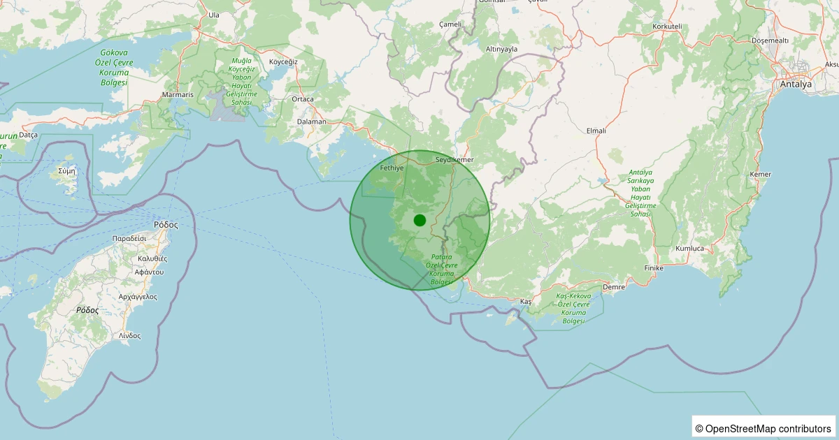 30 Kasım 2025 saat 08:20 - Seydikemer - İzzettin - 1.40ML depreminin harita gösterimi