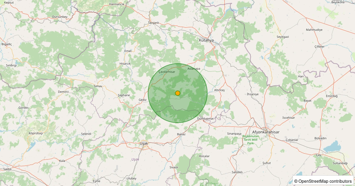 30 Kasım 2025 saat 11:36 - Aslanapa - Tokul Köyü - 3.80ml depreminin harita gösterimi