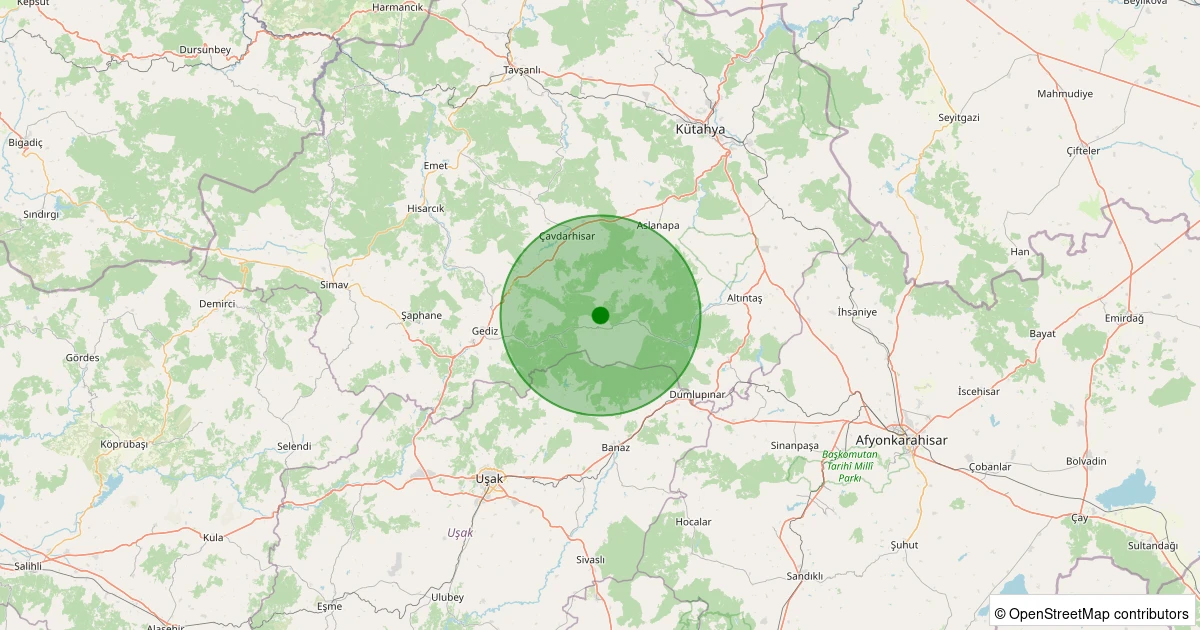 30 Kasım 2025 saat 11:36 - Aslanapa - Tokul Köyü - 3.90ml depreminin harita gösterimi
