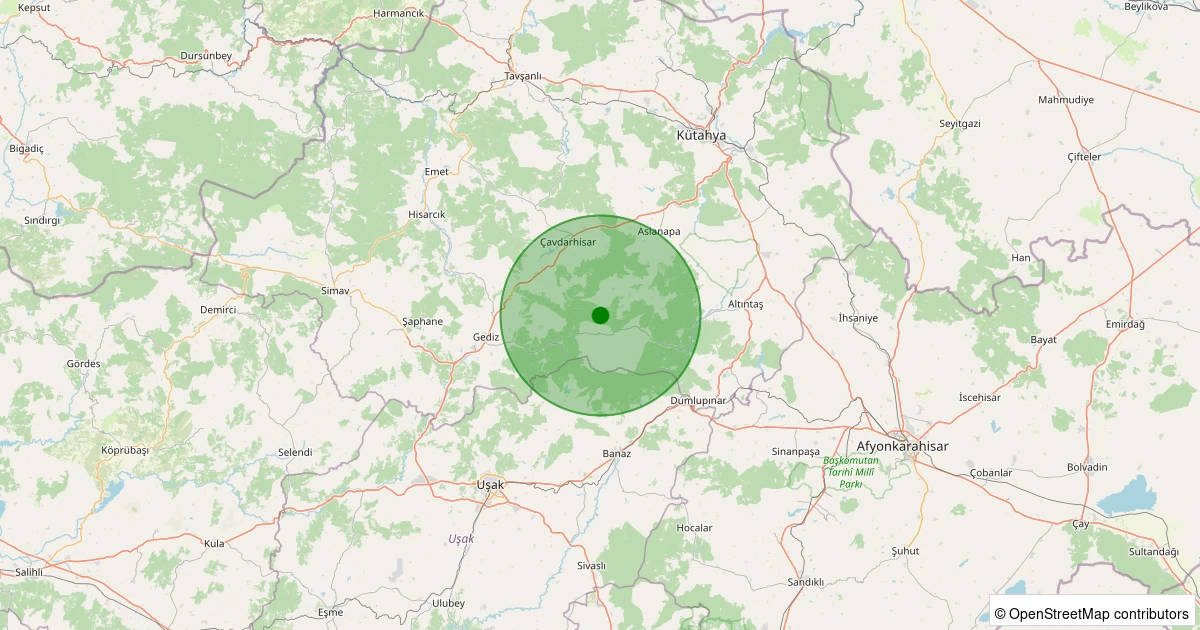 30 Kasım 2025 saat 12:13 - Gediz - Çukurören Köyü - 1.60ml depreminin harita gösterimi