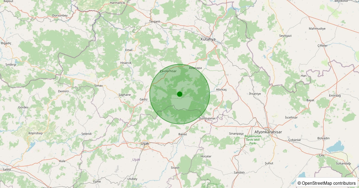 30 Kasım 2025 saat 14:14 - Aslanapa - Tokul Köyü - 1.90ml depreminin harita gösterimi