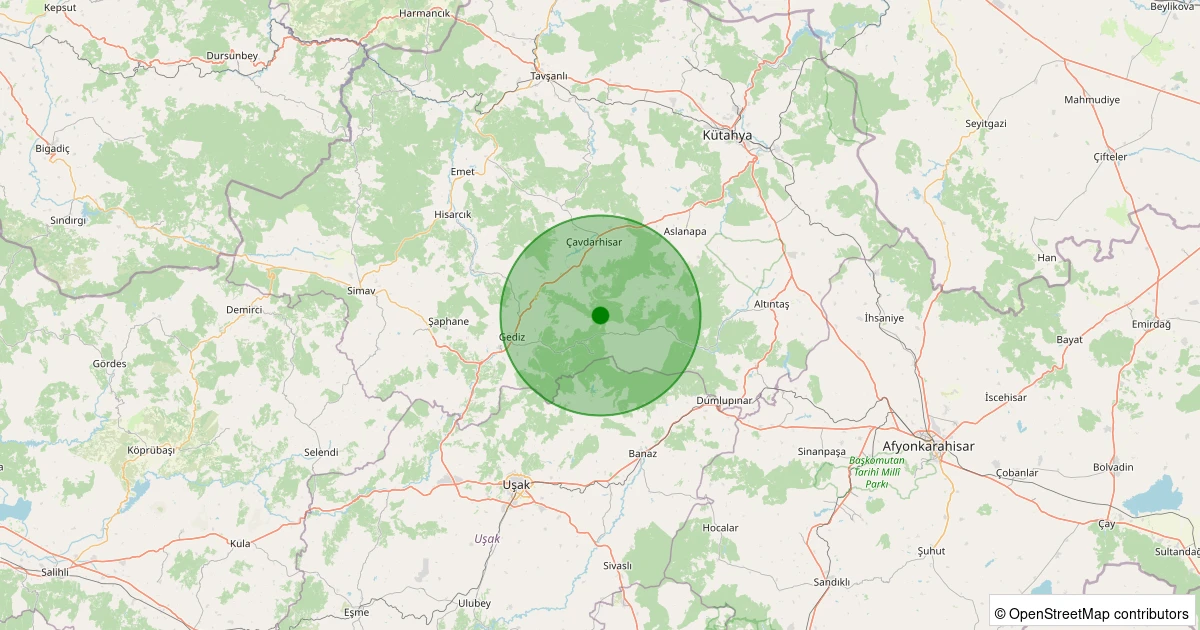 30 Kasım 2025 saat 14:14 - Gediz - Cebrail-Fatih Köyü - 1.90ml depreminin harita gösterimi