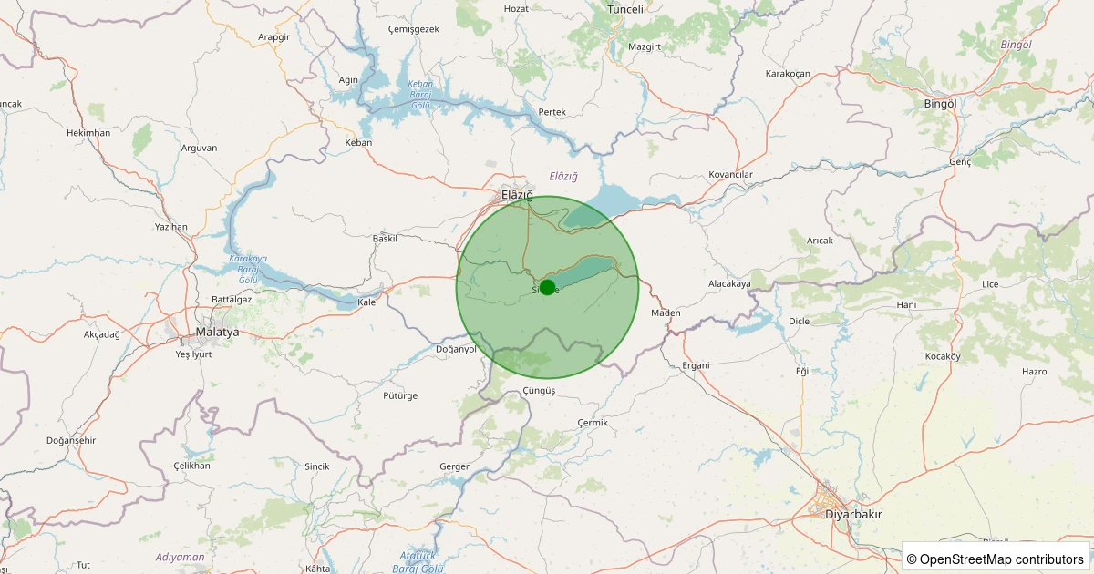 30 Kasım 2025 saat 20:10 - Sivrice - 1.40ml depreminin harita gösterimi