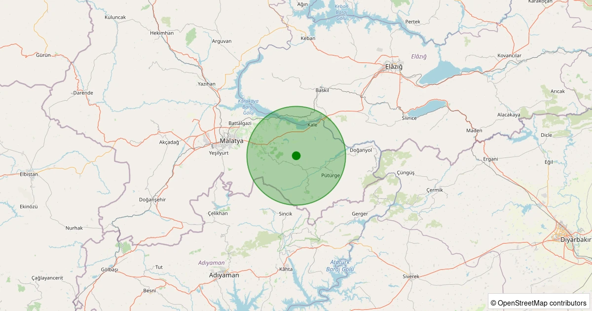 30 Kasım 2025 saat 21:27 - Battalgazi - Kamıştaş Köyü - 1.90ml depreminin harita gösterimi