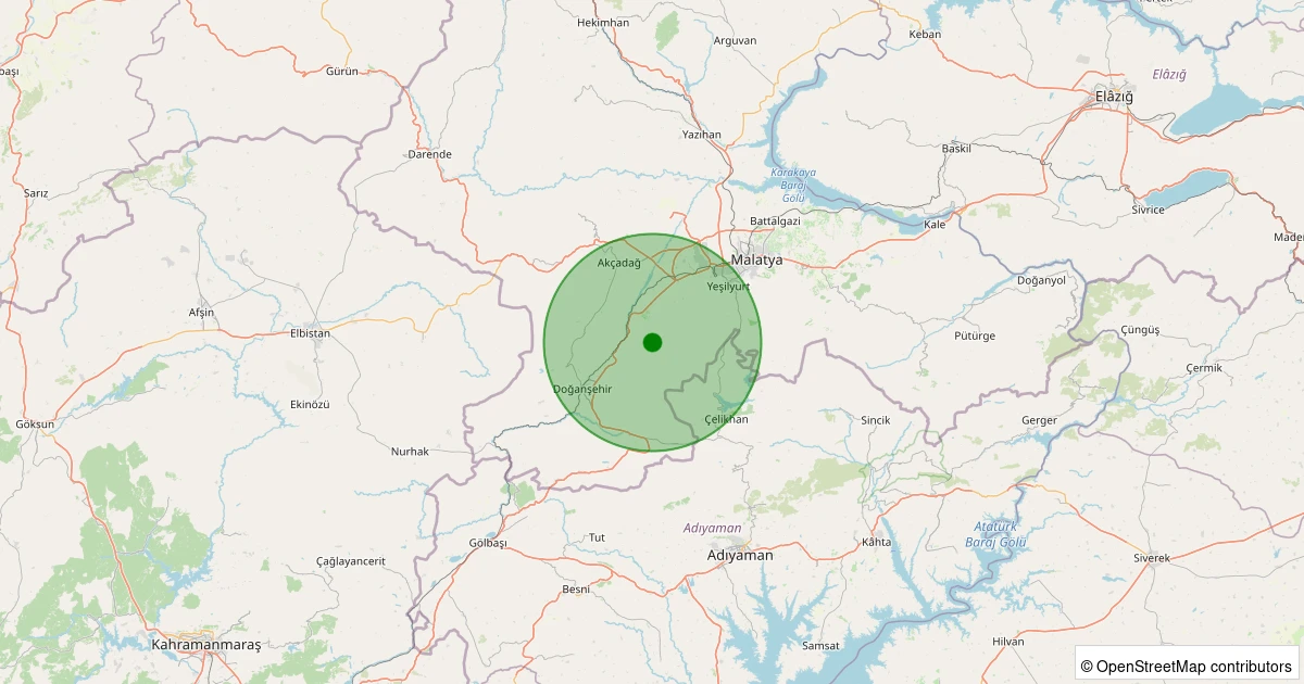 30 Kasım 2025 saat 23:31 - Yeşilyurt - 1.50ml depreminin harita gösterimi