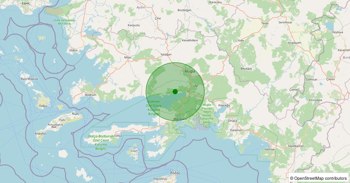 01 Aralık 2025 saat 07:33 - Menteşe - Kıran - 1.50ml depreminin harita gösterimi
