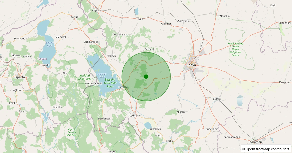 01 Aralık 2025 saat 07:45 - Beyşehir - Doğanbey - 1.10ML depreminin harita gösterimi