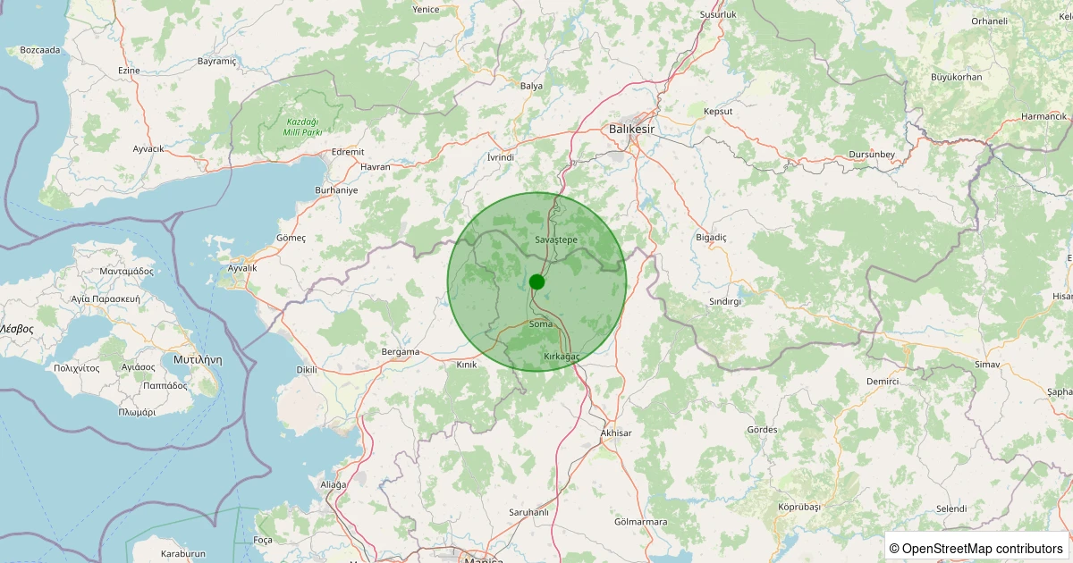 01 Aralık 2025 saat 11:57 - Soma - Heciz - 1.50ml depreminin harita gösterimi