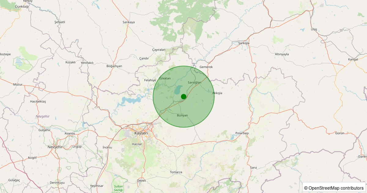 01 Aralık 2025 saat 18:32 - Bünyan - Büyüktuzhisar - 1.40ml depreminin harita gösterimi
