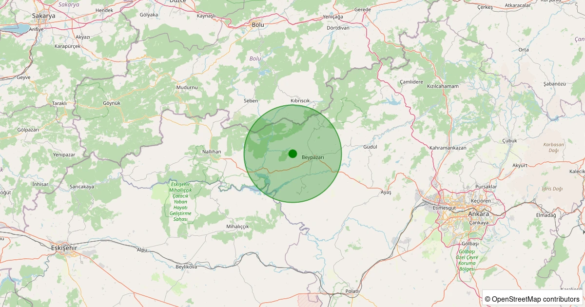 01 Aralık 2025 saat 18:23 - Beypazarı - Kuyucak - 1.80ML depreminin harita gösterimi