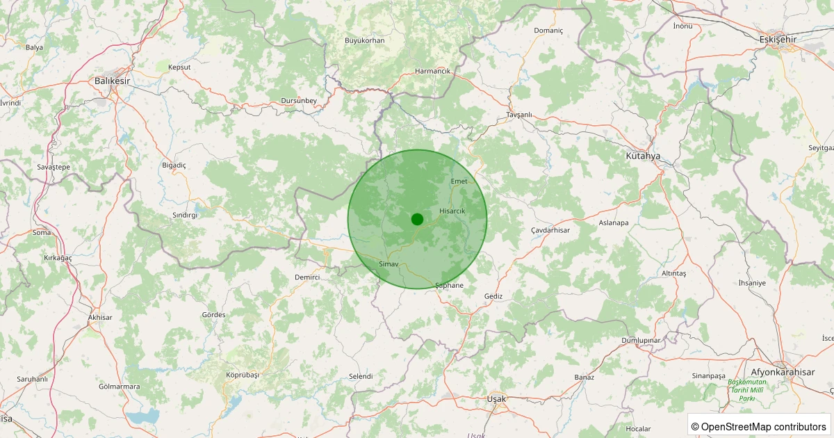 01 Aralık 2025 saat 19:04 - Hisarcık - Güldüren Köyü - 1.30ml depreminin harita gösterimi