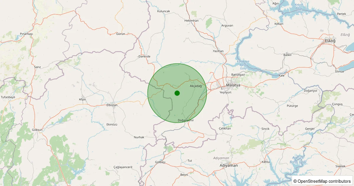 12 Ekim 2025 saat 23:30 - Akçadağ - Ortaköy - 2.50ml depreminin harita gösterimi
