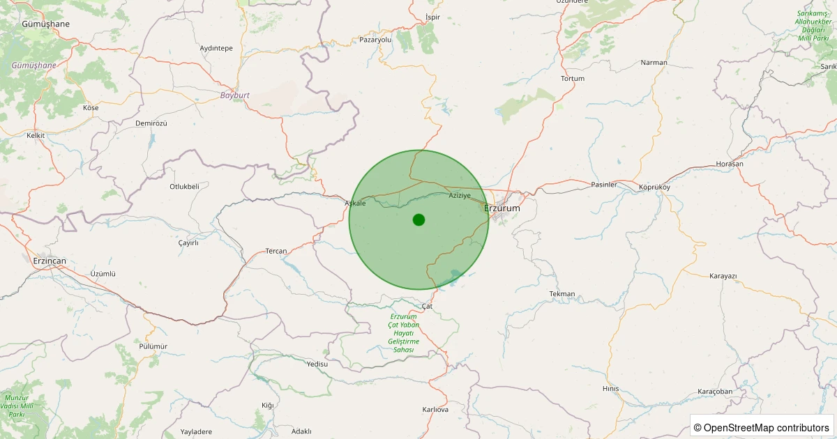 01 Aralık 2025 saat 21:54 - Aşkale - Ortabahçe - 1.50ml depreminin harita gösterimi
