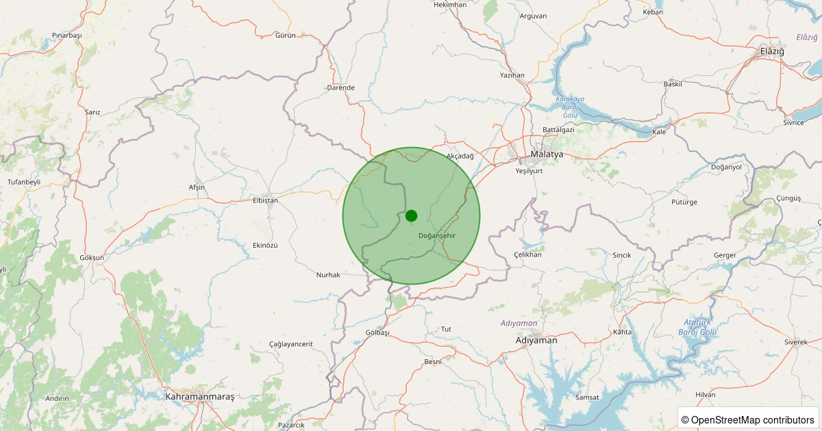 01 Aralık 2025 saat 23:31 - Doğanşehir - Çavuşlu - 1.30ml depreminin harita gösterimi