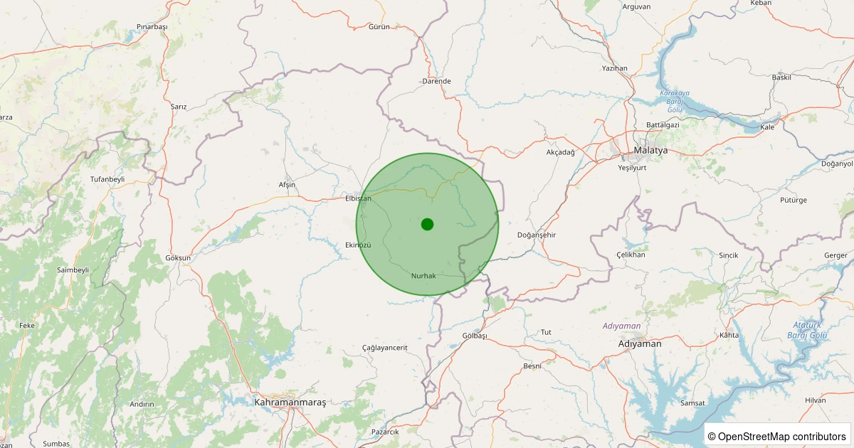 02 Aralık 2025 saat 01:59 - Elbistan - Sünnet Köyü - 1.50ml depreminin harita gösterimi
