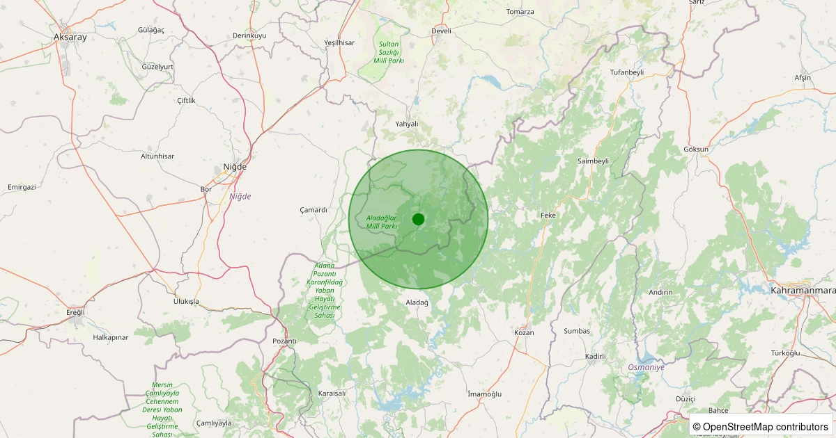 02 Aralık 2025 saat 03:41 - Yahyalı - Kapuzbaşı - 1.20ml depreminin harita gösterimi