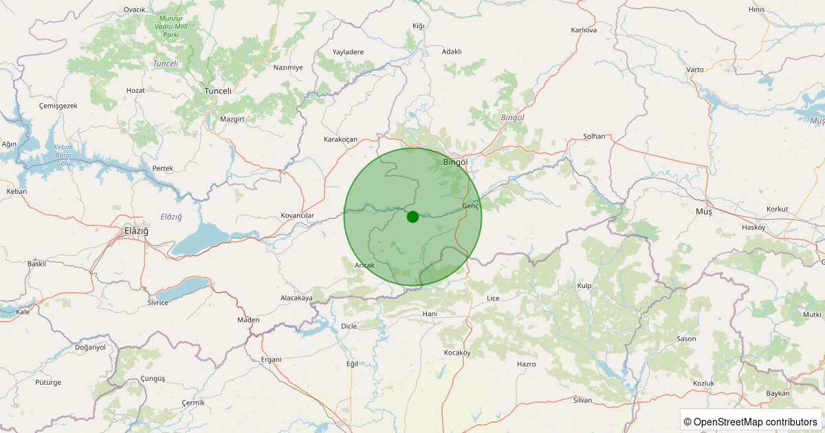 02 Aralık 2025 saat 04:17 - Genç - Doğanlı Köyü - 1.50ml depreminin harita gösterimi