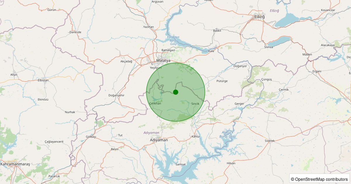 02 Aralık 2025 saat 11:17 - Sincik - Karaköse Köyü - 1.60ml depreminin harita gösterimi