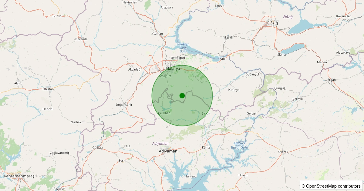 02 Aralık 2025 saat 11:53 - Yeşilyurt - Salkonak - 1.00ml depreminin harita gösterimi
