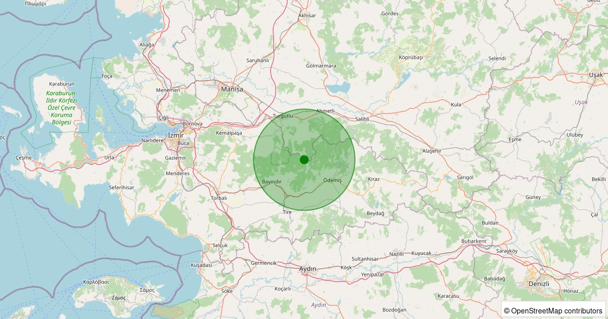 02 Aralık 2025 saat 16:04 - Ödemiş - 1.70ml depreminin harita gösterimi