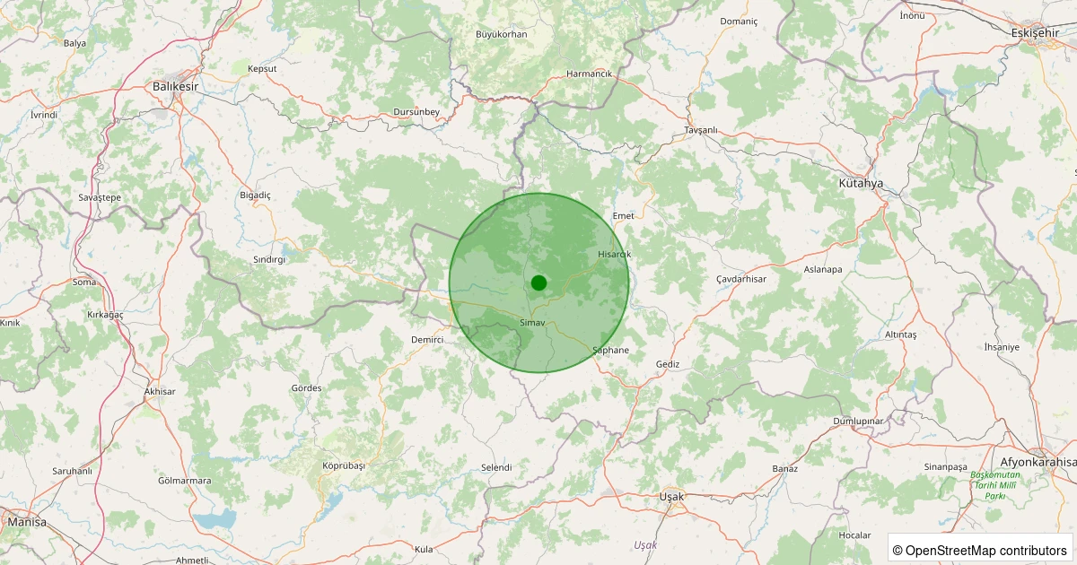 02 Aralık 2025 saat 22:40 - Simav - Naşa/Fatih - 1.40ml depreminin harita gösterimi